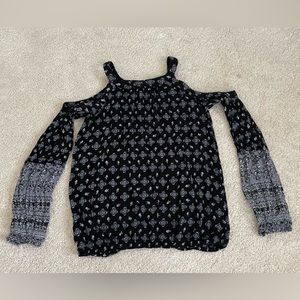 Black and white cutout long sleeve bohemian blouse from Mossimo Supply Co.